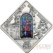 Palau ST. STEPHEN'S BASILICA BUDAPEST $10 Series SACRED ART Silver coin 2014 Antique finish Stained Glass 1.6 oz